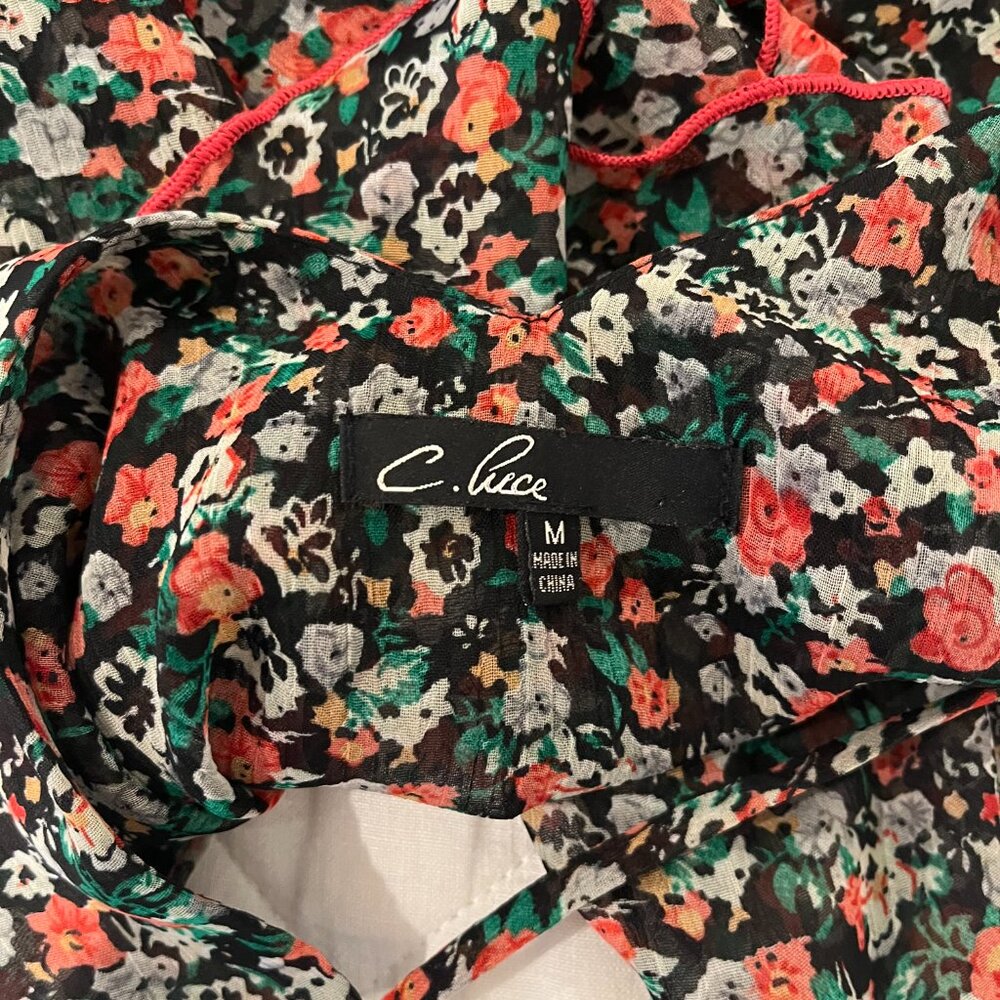 C. Luce Floral Tank Top (Black/Red) - Picture 3 of 4